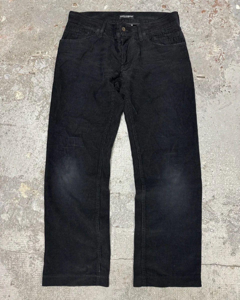AW2005 Dolce & Gabbana Black Velvet Pants (L) 0