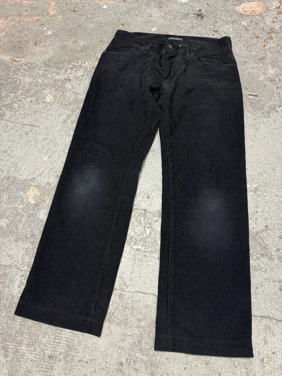 AW2005 Dolce & Gabbana Black Velvet Pants (L) 4
