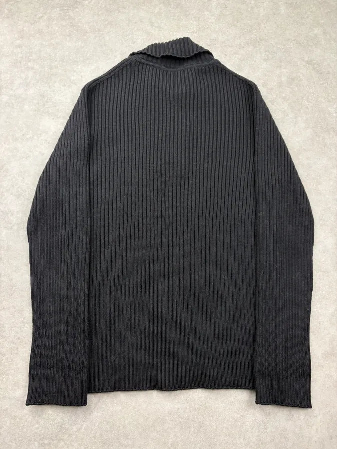 AW2005 Dolce & Gabbana Black Wool Ribbed Buckle Collar Sweater OCeoDeF 5