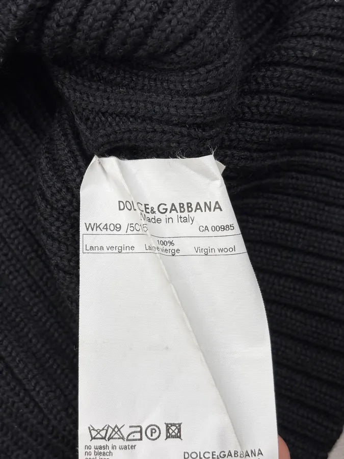 AW2005 Dolce & Gabbana Black Wool Ribbed Buckle Collar Sweater OCeoDeF 8