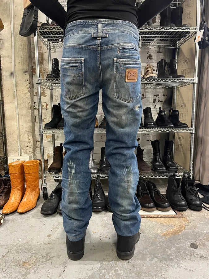 AW2005 Dolce & Gabbana Blue Dirty Effect Denim Jeans SIbIJgb 2