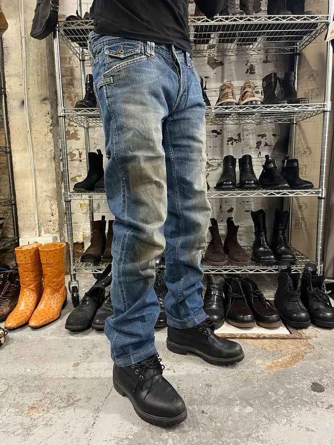 AW2005 Dolce & Gabbana Blue Dirty Effect Denim Jeans SIbIJgb 1