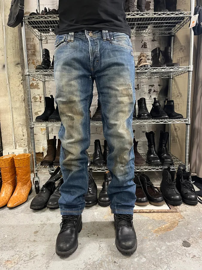 AW2005 Dolce & Gabbana Blue Dirty Effect Denim Jeans SIbIJgb 0