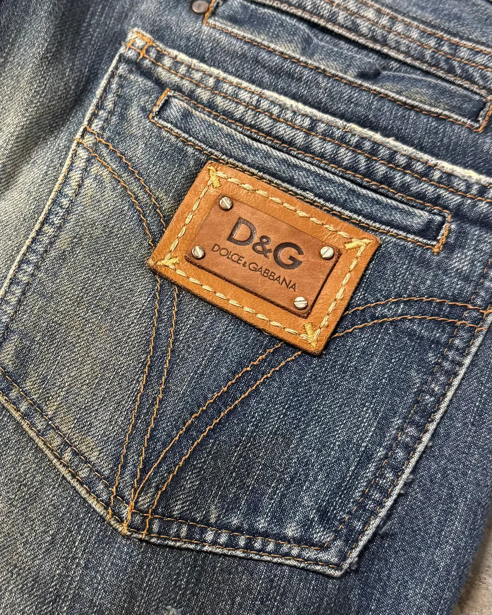 AW2005 Dolce & Gabbana Blue Dirty Effect Denim Jeans SIbIJgb 5