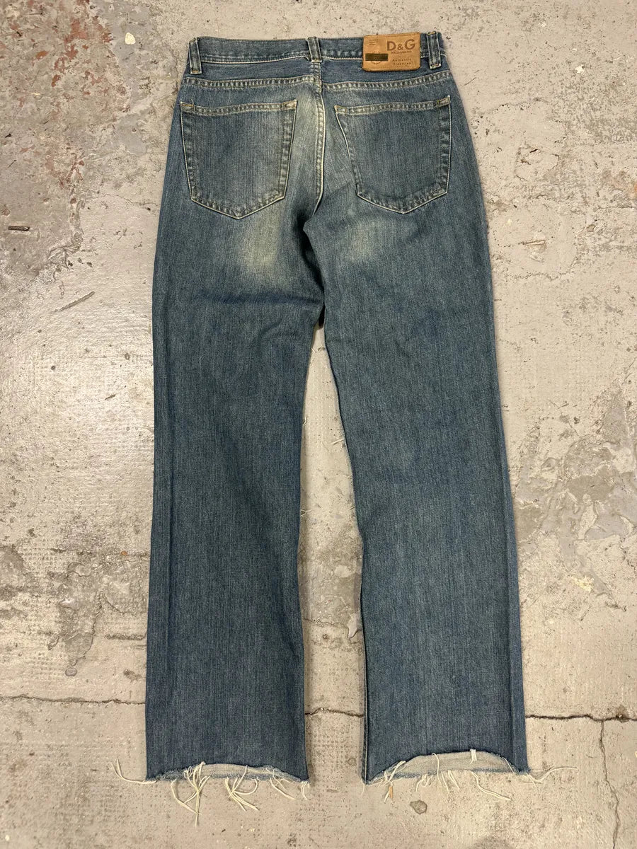 AW2005 Dolce & Gabbana Blue Distressed Poem Denim Jeans NaoLhqi 4