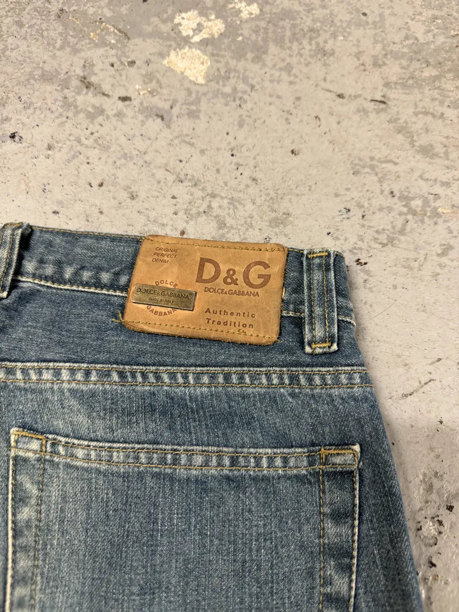 AW2005 Dolce & Gabbana Blue Distressed Poem Denim Jeans NaoLhqi 6