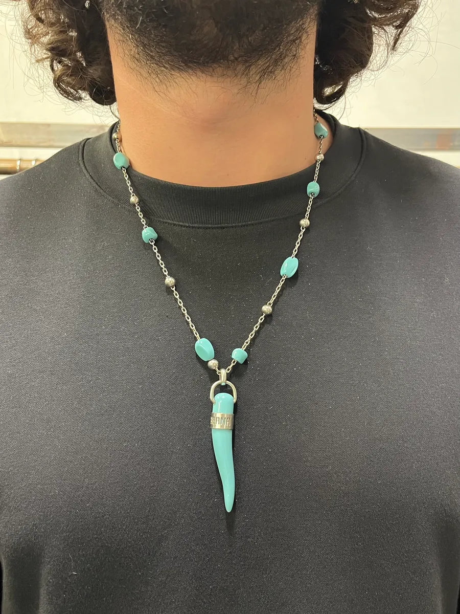 AW2005 Dolce & Gabbana Blue Tooth Pendant Necklace YRffrvI 1