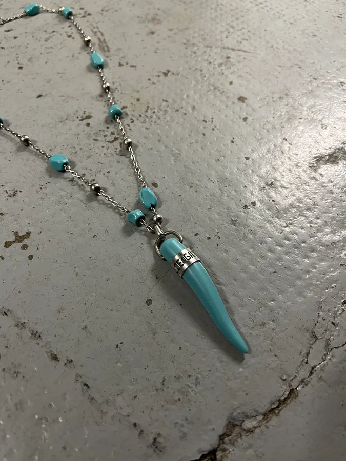 AW2005 Dolce & Gabbana Blue Tooth Pendant Necklace YRffrvI 2