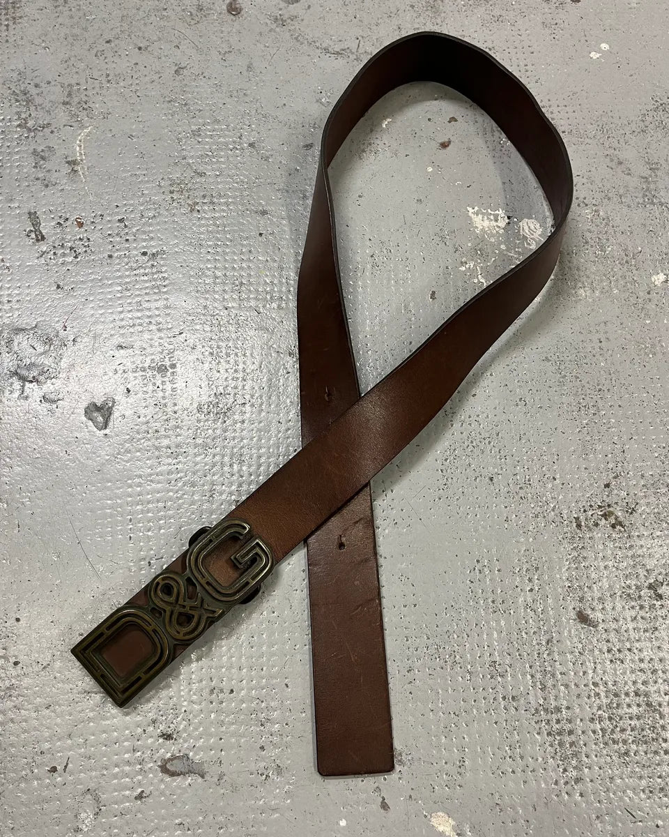AW2005 Dolce & Gabbana Brown Leather Logo Belt OtBoKPw 0