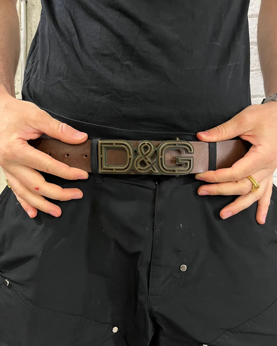AW2005 Dolce & Gabbana Brown Leather Logo Belt OtBoKPw 1