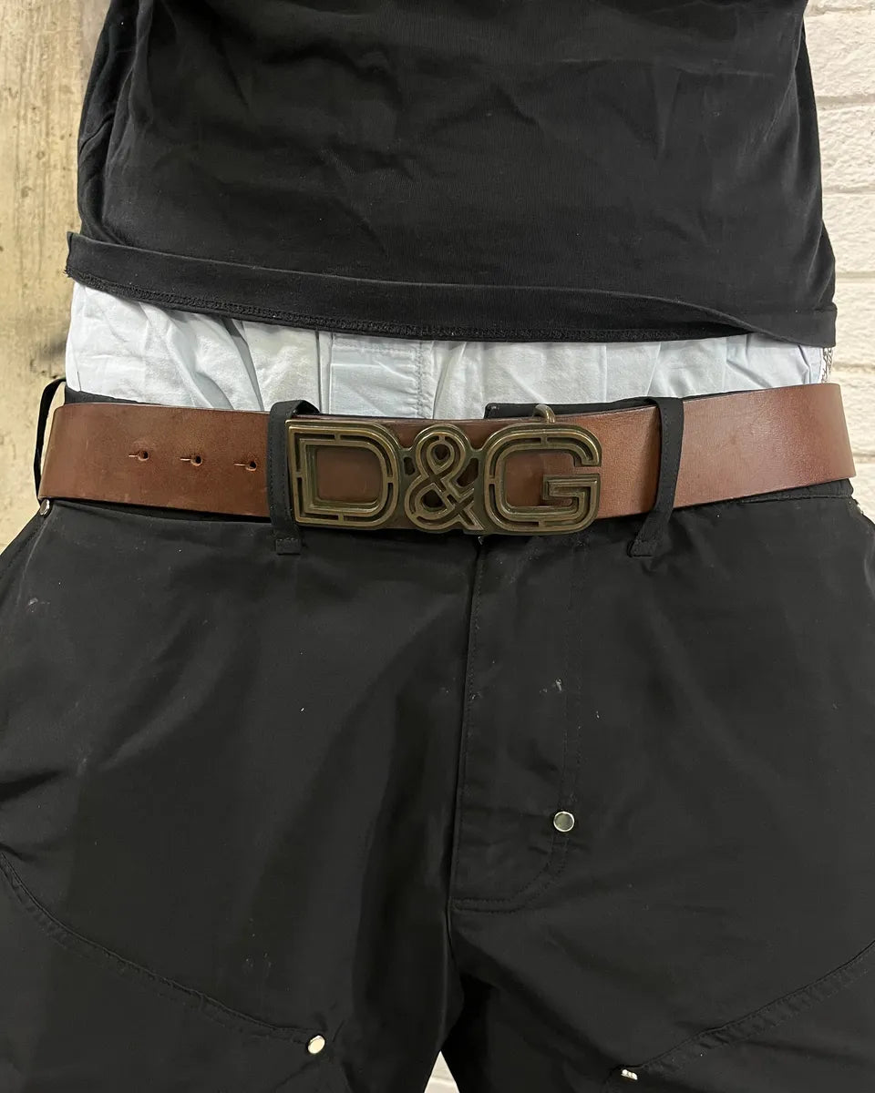 AW2005 Dolce & Gabbana Brown Leather Logo Belt OtBoKPw 2