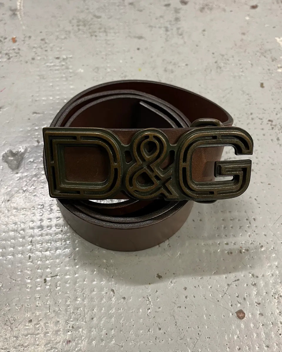 AW2005 Dolce & Gabbana Brown Leather Logo Belt OtBoKPw 3