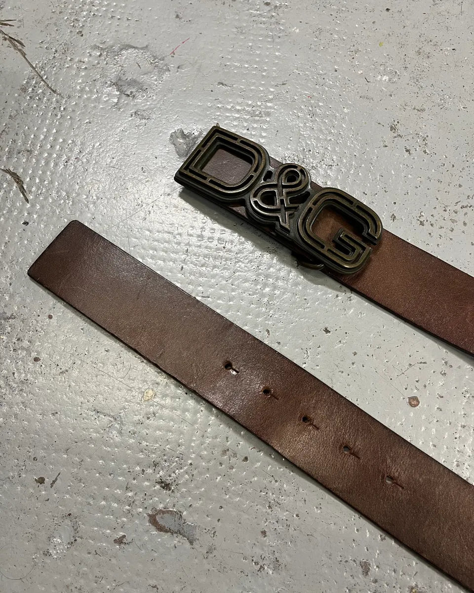 AW2005 Dolce & Gabbana Brown Leather Logo Belt OtBoKPw 4