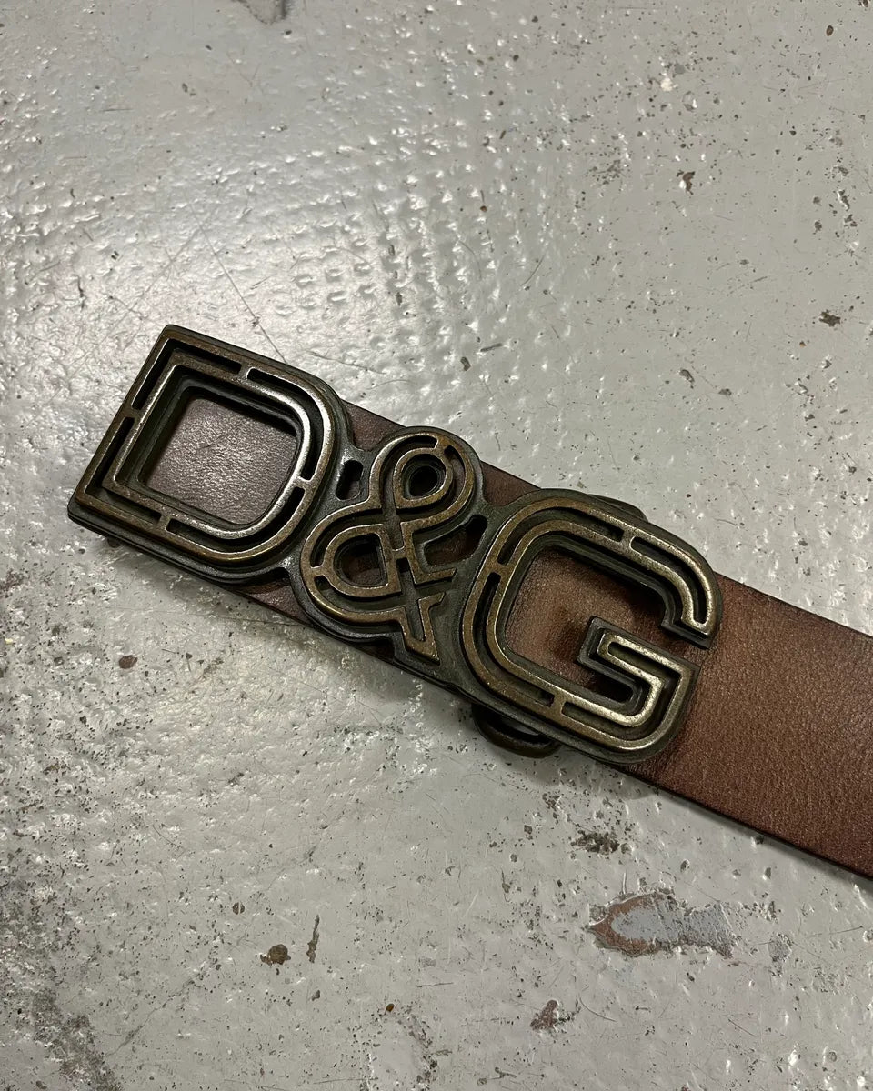 AW2005 Dolce & Gabbana Brown Leather Logo Belt OtBoKPw 6