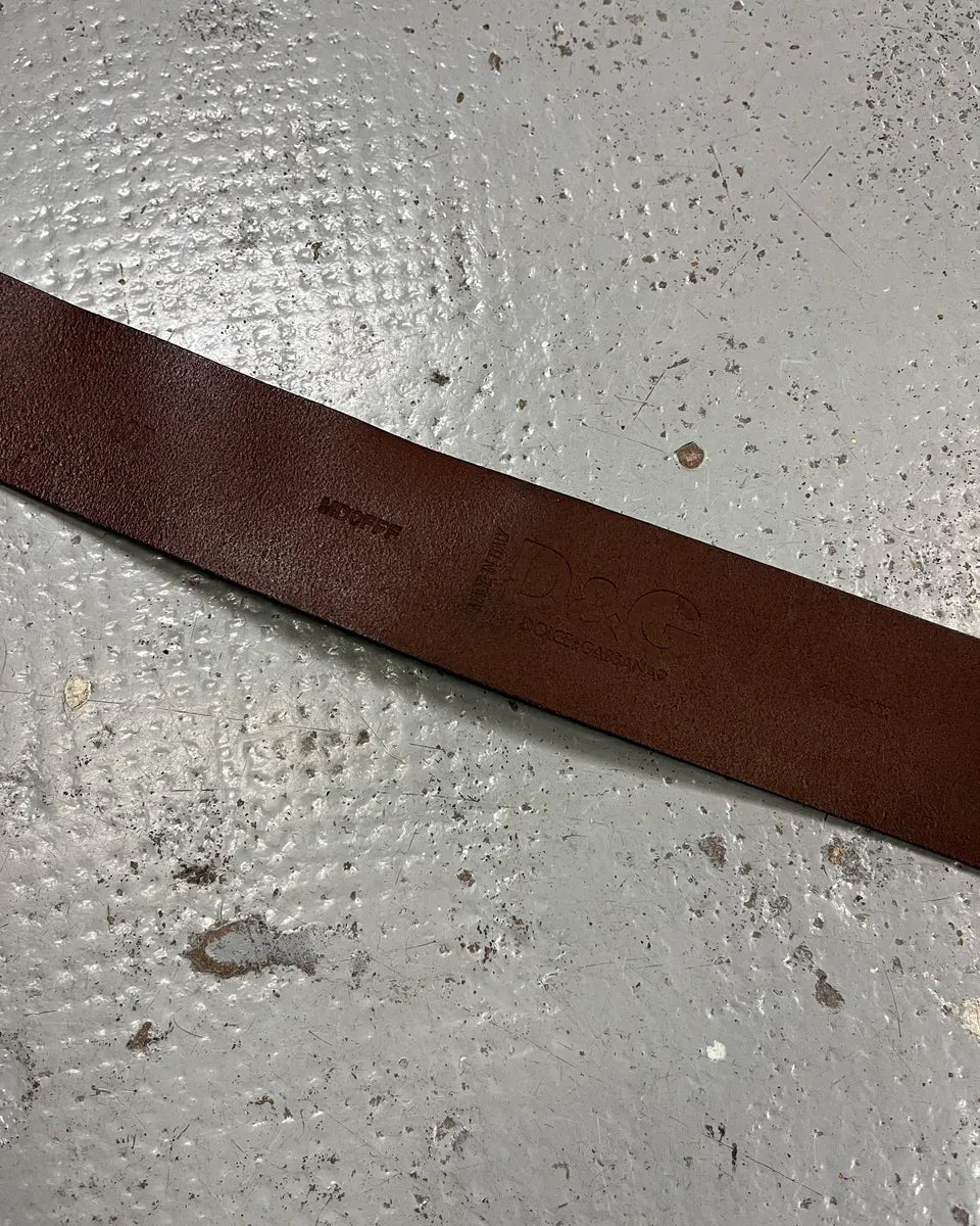 AW2005 Dolce & Gabbana Brown Leather Logo Belt OtBoKPw 8