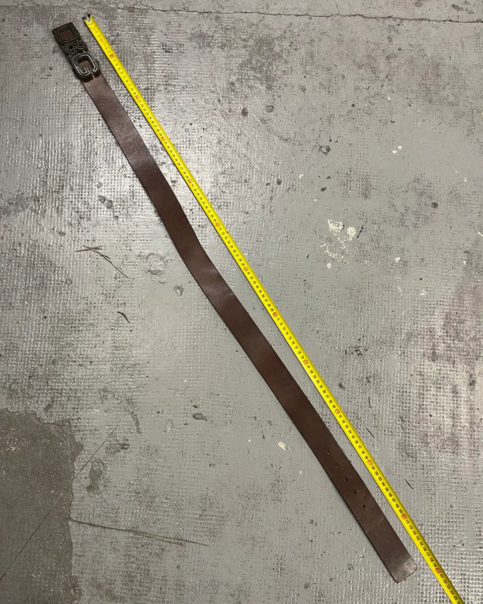 AW2005 Dolce & Gabbana Brown Leather Logo Belt OtBoKPw 9