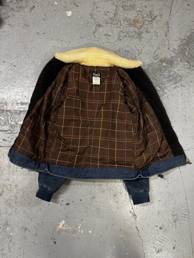AW2005 Dolce & Gabbana Cowboy Denim Shearling Jacket ImYlIbX 6