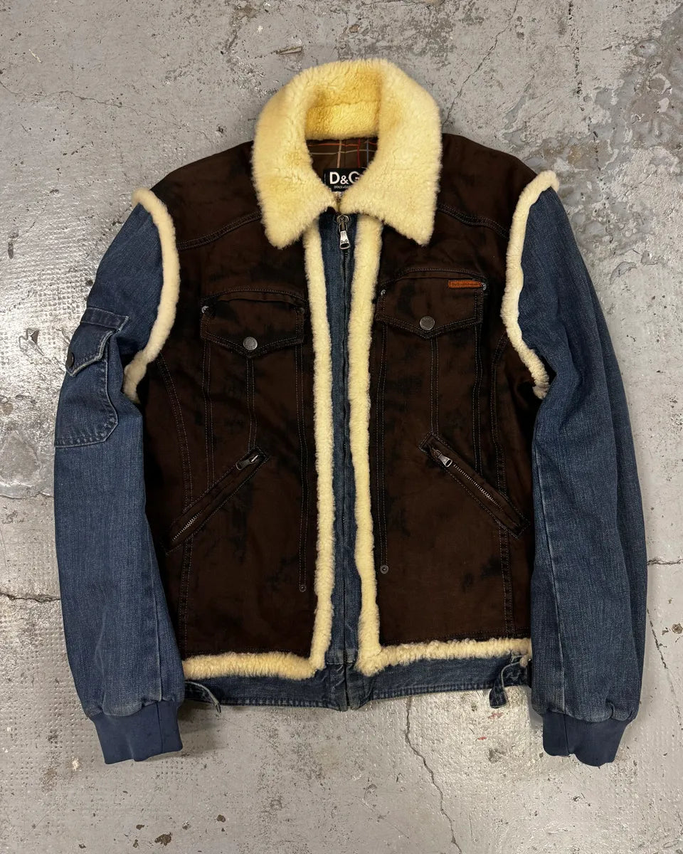 AW2005 Dolce & Gabbana Cowboy Denim Shearling Jacket ImYlIbX 0