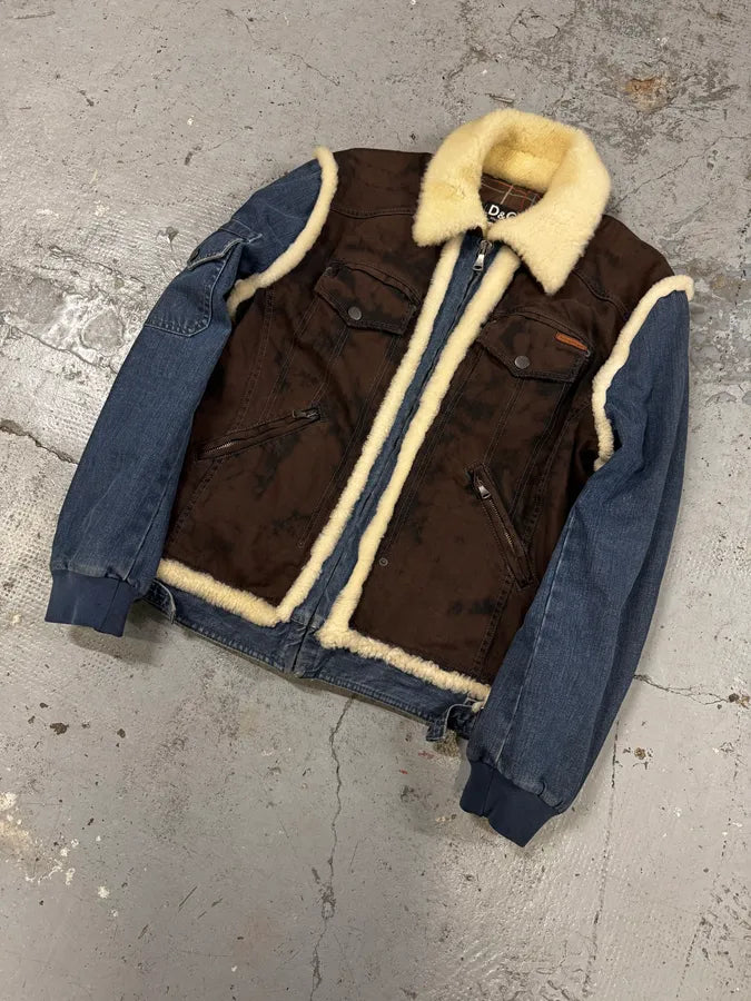 AW2005 Dolce & Gabbana Cowboy Denim Shearling Jacket ImYlIbX 2