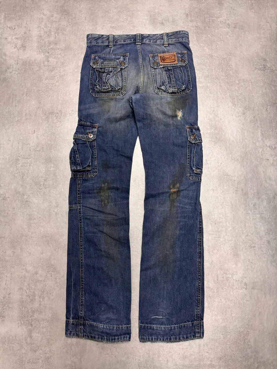 AW2005 Dolce & Gabbana Destroyed Cargo Denim Jeans MZwtSAE 2
