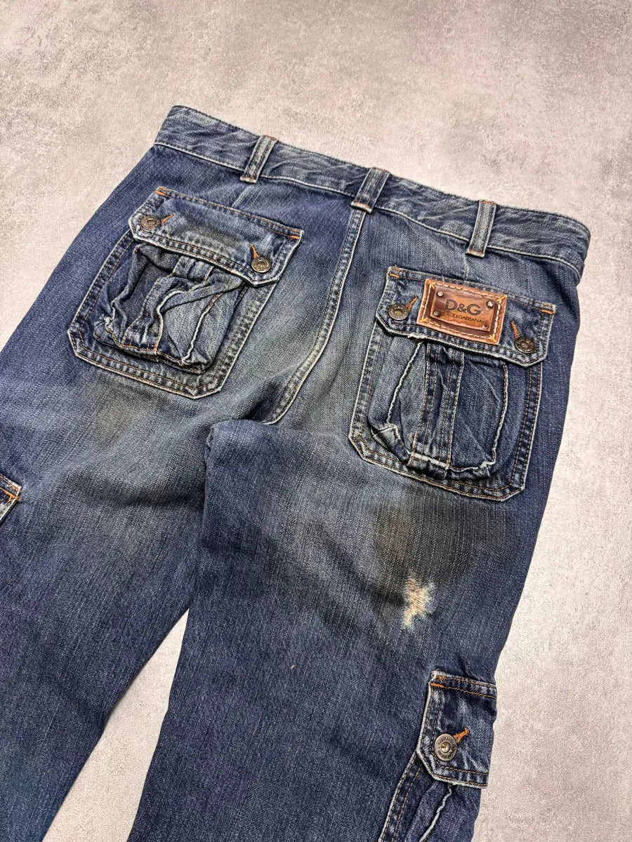 AW2005 Dolce & Gabbana Destroyed Cargo Denim Jeans MZwtSAE 3