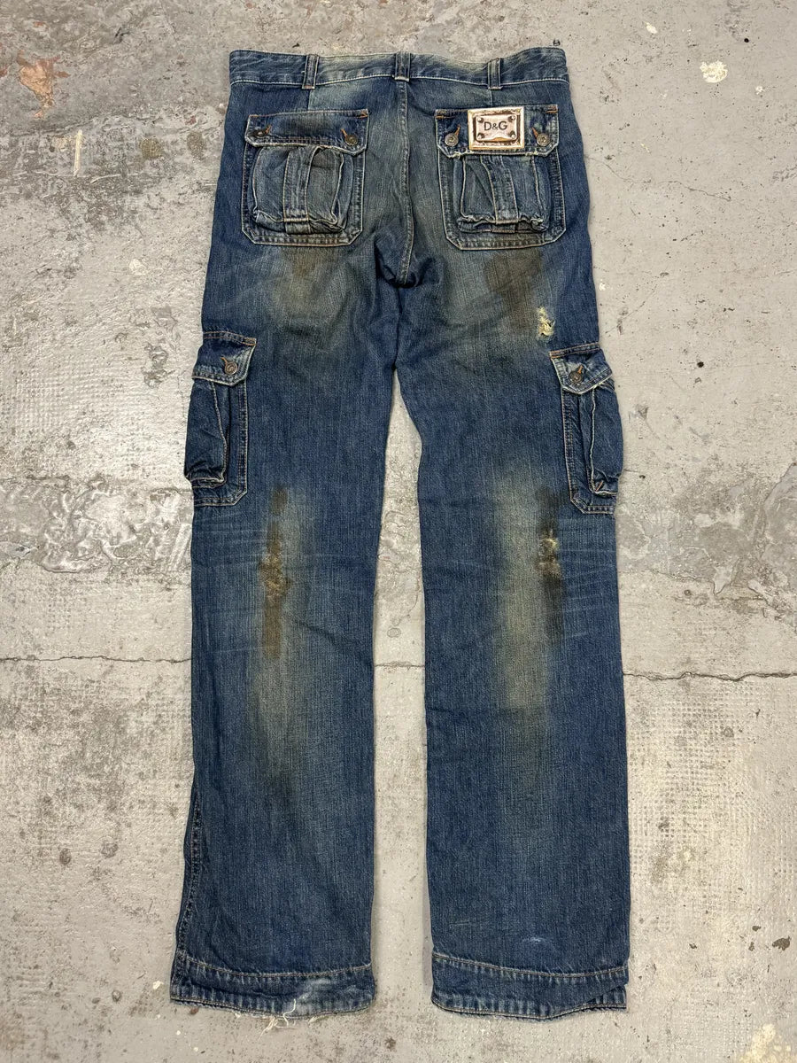 AW2005 Dolce & Gabbana Destroyed Cargo Denim Jeans AhMjmGl 1