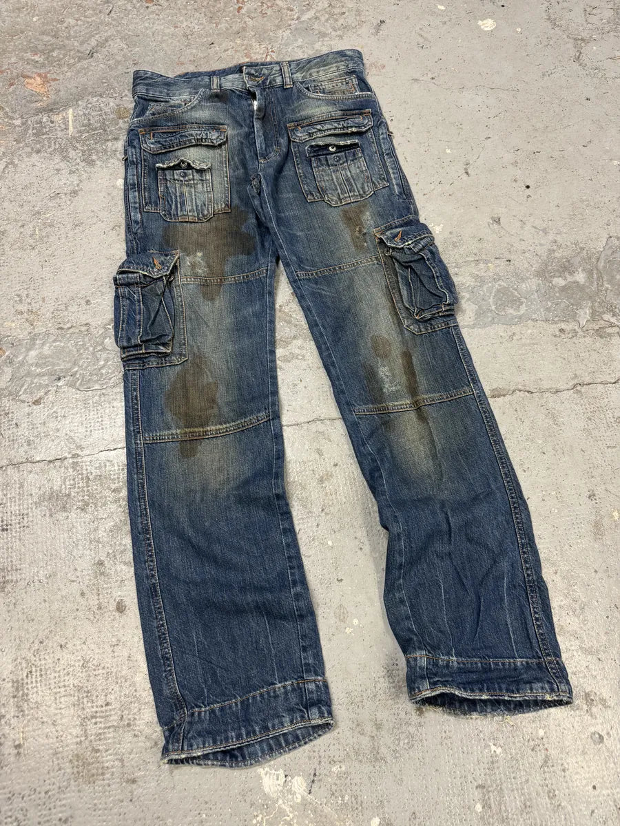 AW2005 Dolce & Gabbana Destroyed Cargo Denim Jeans AhMjmGl 5