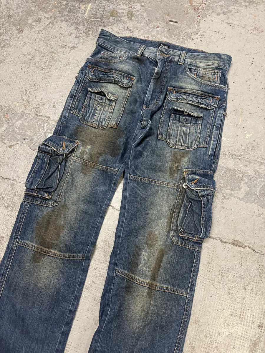 AW2005 Dolce & Gabbana Destroyed Cargo Denim Jeans AhMjmGl 6