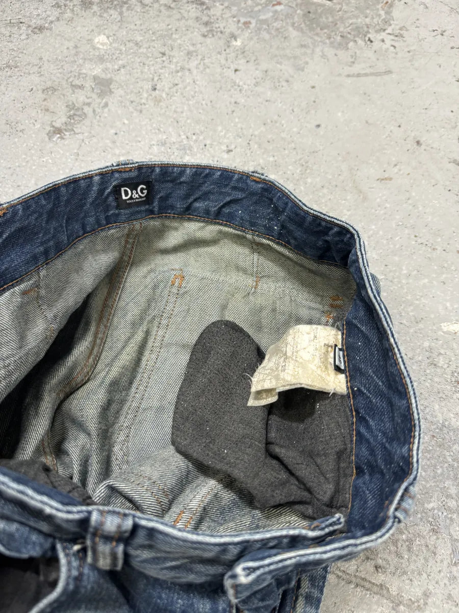 AW2005 Dolce & Gabbana Destroyed Cargo Denim Jeans AhMjmGl 7