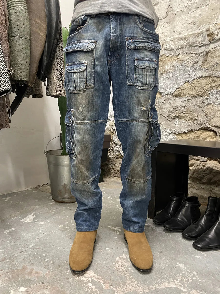 AW2005 Dolce & Gabbana Destroyed Cargo Denim Jeans xmRIvom 0