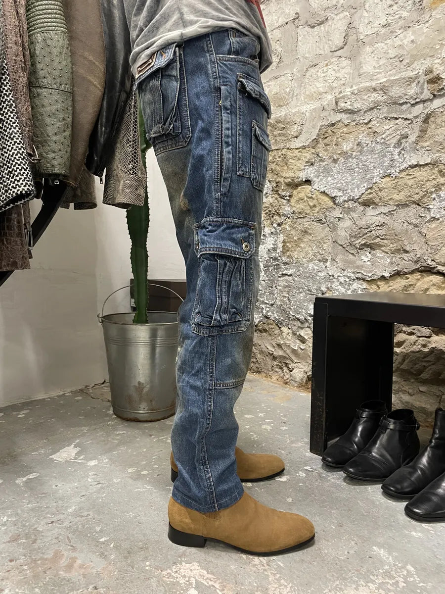 AW2005 Dolce & Gabbana Destroyed Cargo Denim Jeans xmRIvom 4