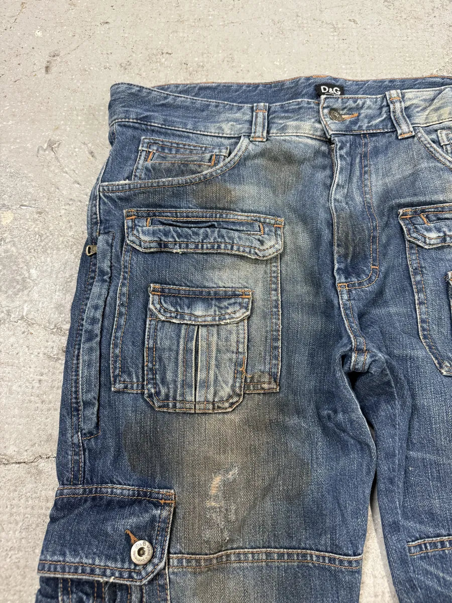 AW2005 Dolce & Gabbana Destroyed Cargo Denim Jeans xmRIvom 7