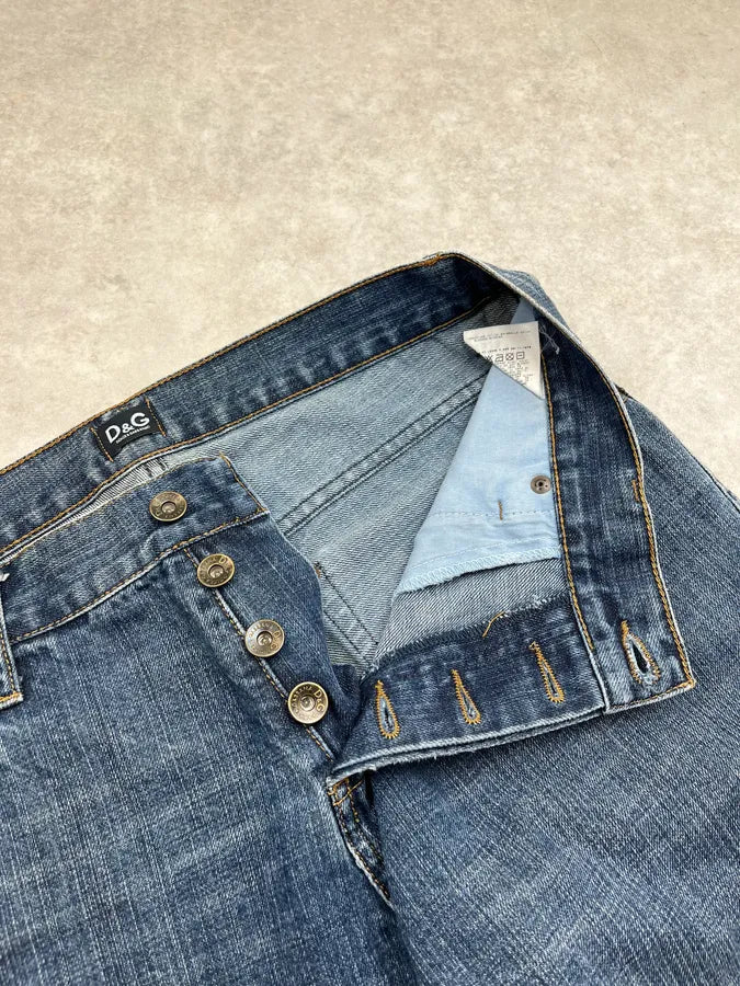 AW2005 Dolce & Gabbana Distressed Back Logo Blue Denim Jeans pHDwtXj 10