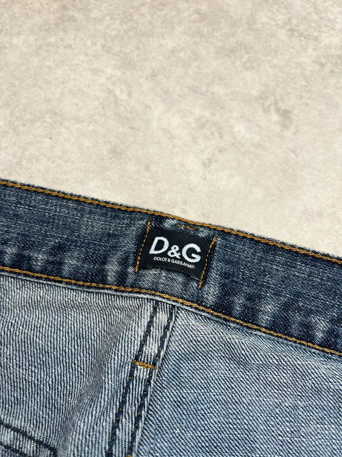 AW2005 Dolce & Gabbana Distressed Back Logo Blue Denim Jeans pHDwtXj 11