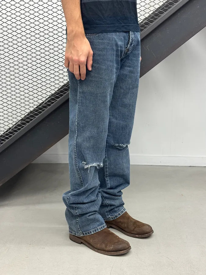 AW2005 Dolce & Gabbana Distressed Back Logo Blue Denim Jeans pHDwtXj 2