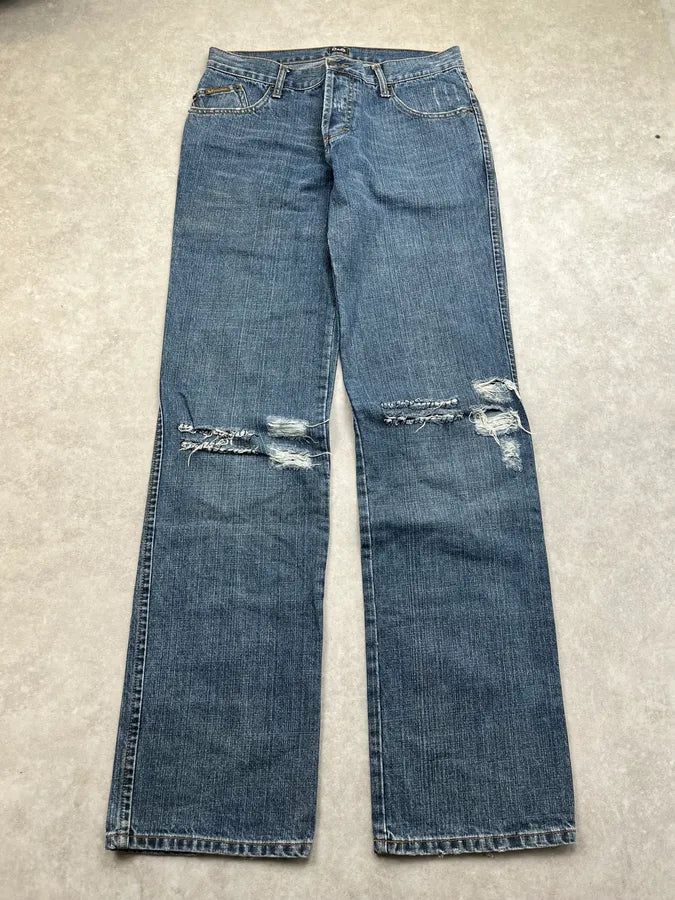 AW2005 Dolce & Gabbana Distressed Back Logo Blue Denim Jeans pHDwtXj 4