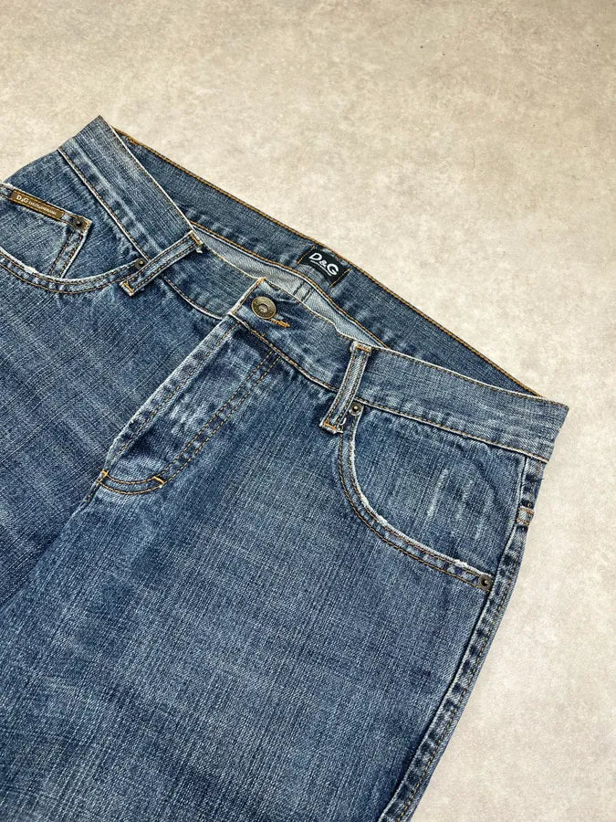 AW2005 Dolce & Gabbana Distressed Back Logo Blue Denim Jeans pHDwtXj 5