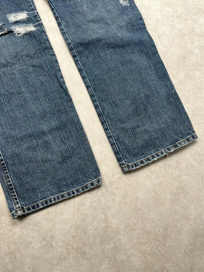 AW2005 Dolce & Gabbana Distressed Back Logo Blue Denim Jeans pHDwtXj 6