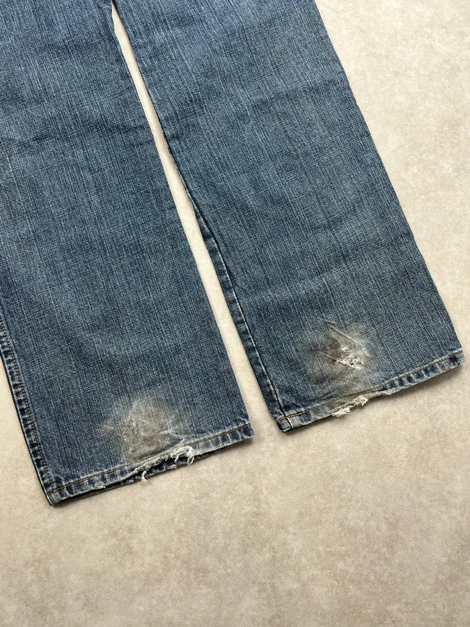 AW2005 Dolce & Gabbana Distressed Back Logo Blue Denim Jeans pHDwtXj 9