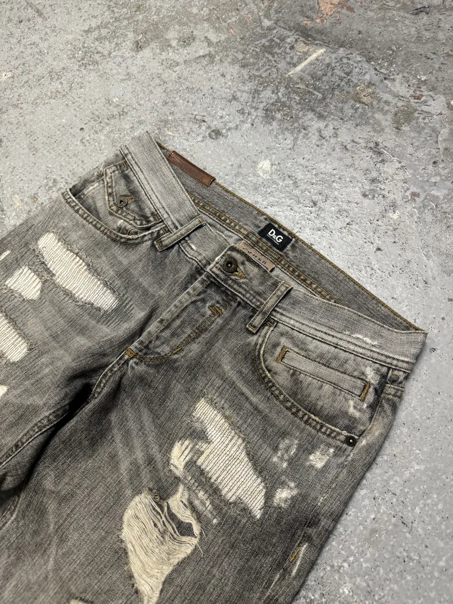 AW2005 Dolce & Gabbana Distressed Grey Denim Jeans XXjvyQJ 6