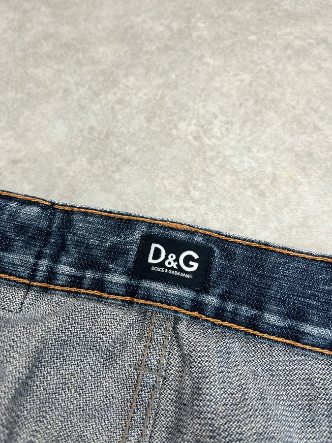 AW2005 Dolce & Gabbana Faded Zip Pocket Light Blue Denim Jeans RRdePqU 11