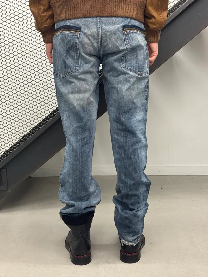 AW2005 Dolce & Gabbana Faded Zip Pocket Light Blue Denim Jeans RRdePqU 2