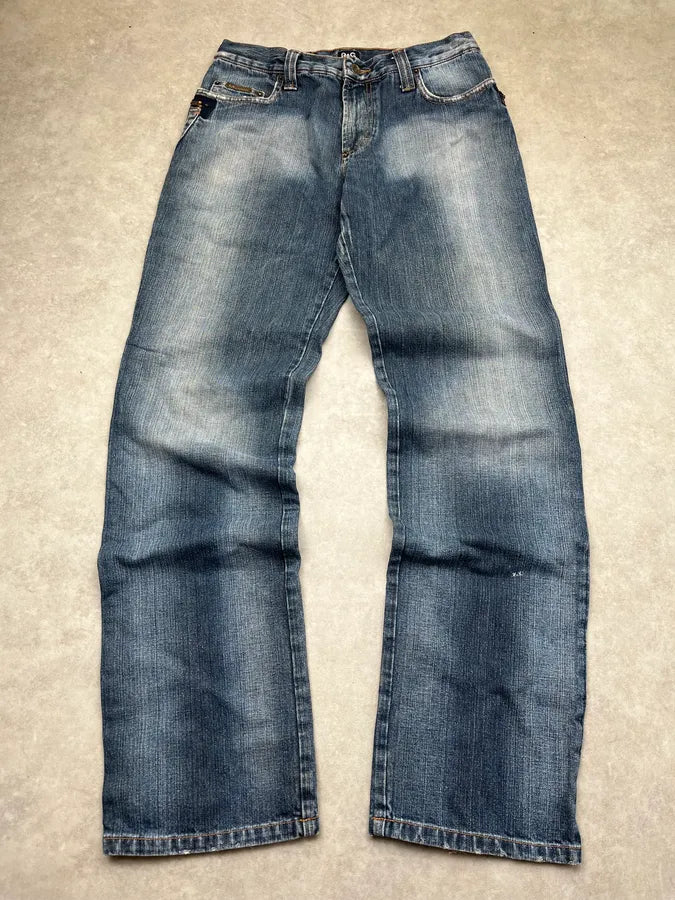 AW2005 Dolce & Gabbana Faded Zip Pocket Light Blue Denim Jeans RRdePqU 3