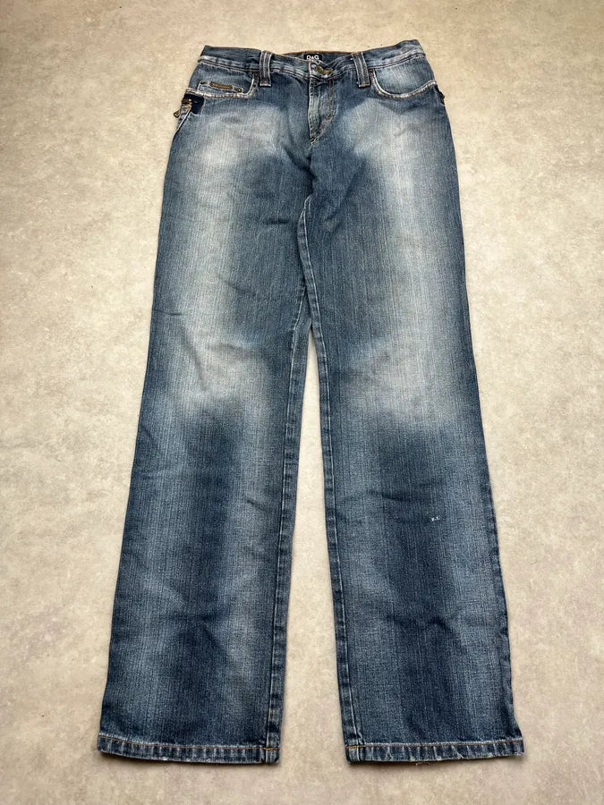 AW2005 Dolce & Gabbana Faded Zip Pocket Light Blue Denim Jeans RRdePqU 4
