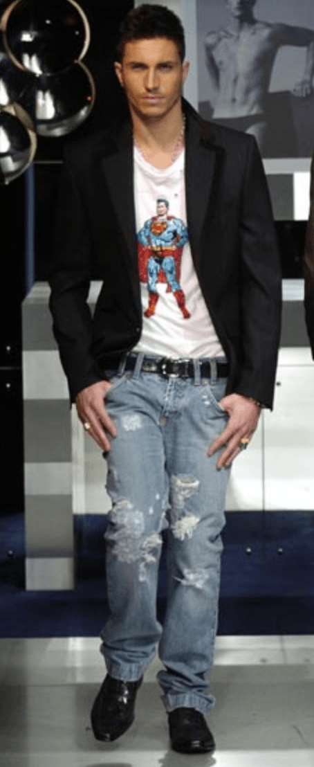 AW2005 Dolce & Gabbana Grey Denim Batman Graphic Distressed Jeans RpwFjyb 1