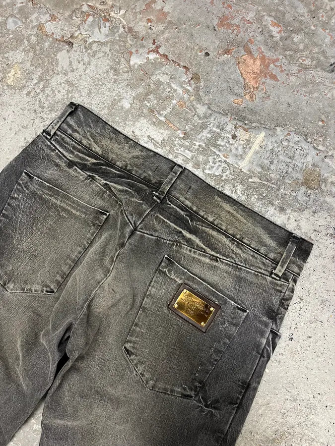 AW2005 Dolce & Gabbana Grey Faded Denim Straight Jeans VZGEukx 7