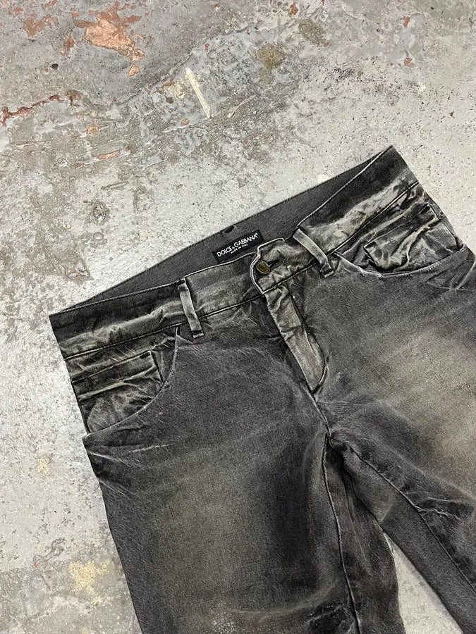 AW2005 Dolce & Gabbana Grey Faded Denim Straight Jeans VZGEukx 5