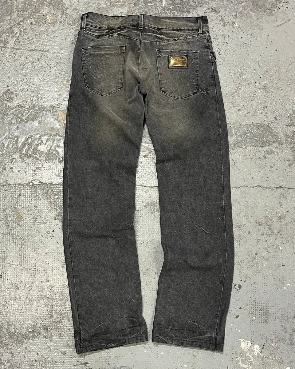 AW2005 Dolce & Gabbana Grey Faded Denim Straight Jeans VZGEukx 6