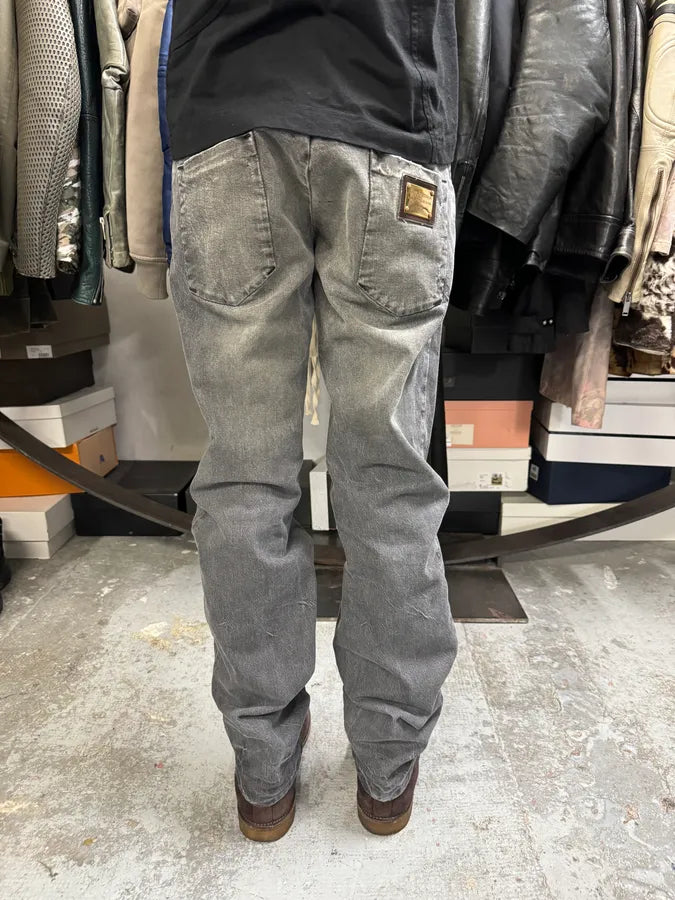 AW2005 Dolce & Gabbana Grey Faded Denim Straight Jeans VZGEukx 3