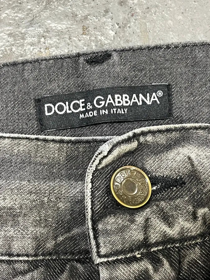 AW2005 Dolce & Gabbana Grey Faded Denim Straight Jeans VZGEukx 9